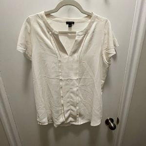 Ann Taylor White Short Sleeve Blouse